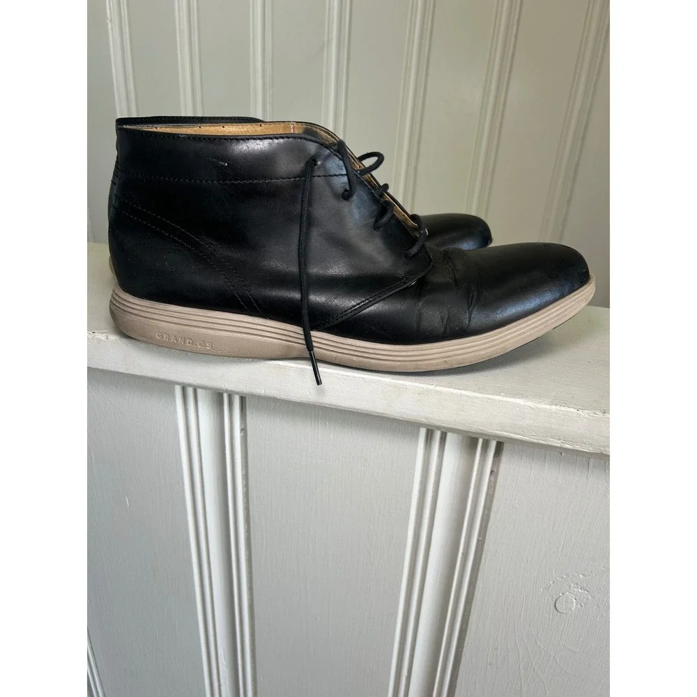 Cole Haan Grand.OS Mens Black Leather Chukka Boots C23729 Size 10 M Dress Shoes